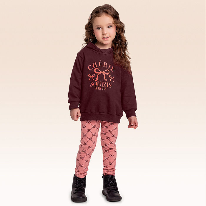 Conjunto blusão com capuz e legging