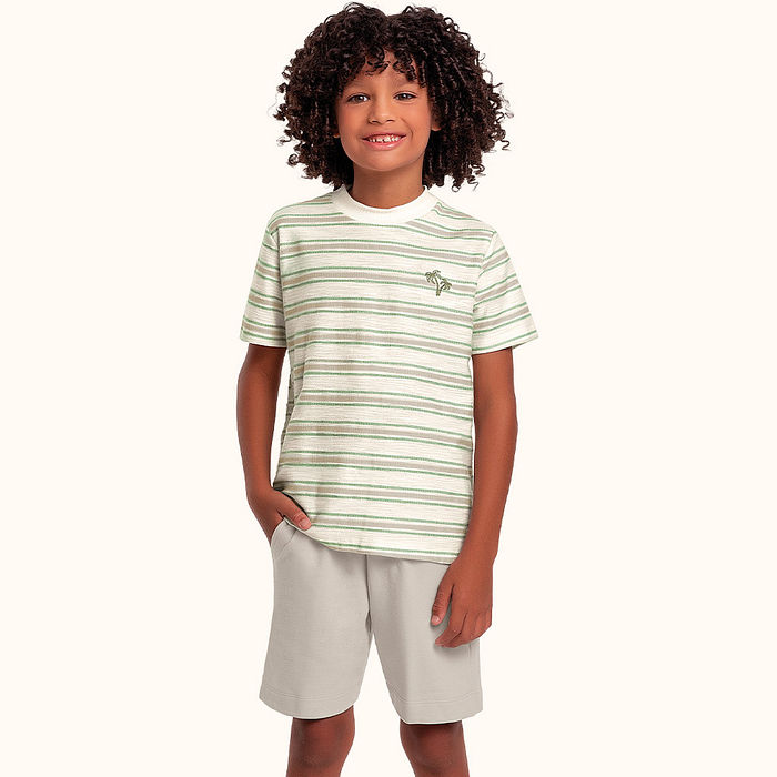 Camiseta em meia malha fio tinto flamê