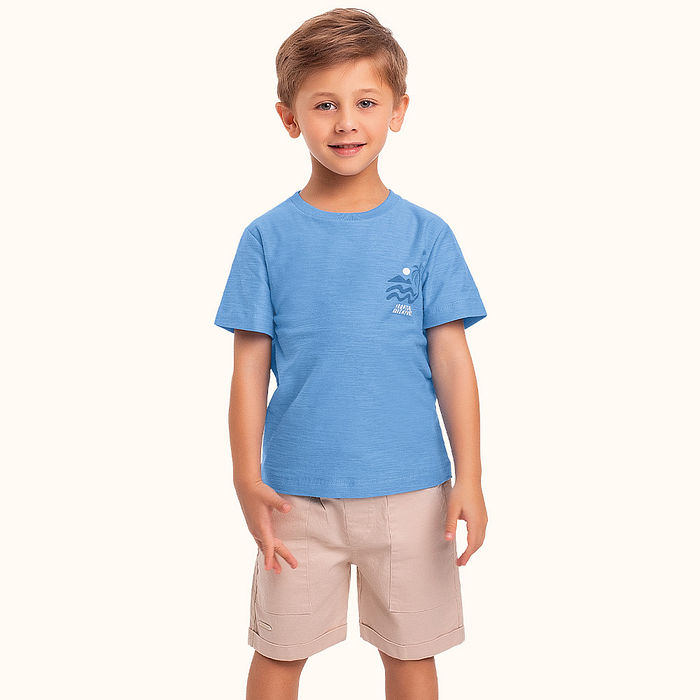 Camiseta tropical em meia malha flamê