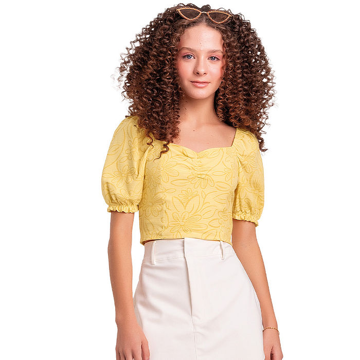 Blusa em malha florence com lastex nas costas