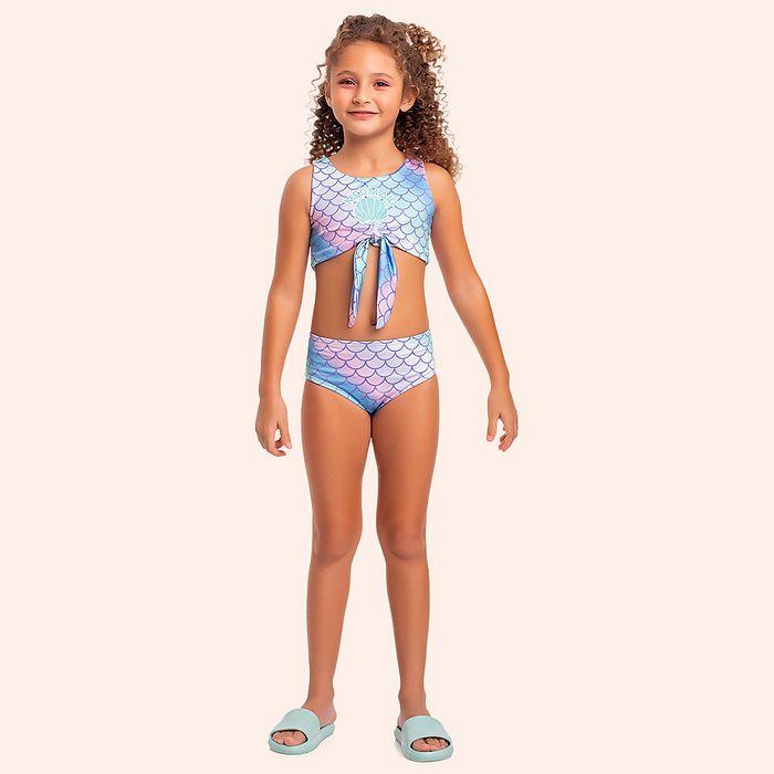 Conjunto biquini infantil sereia com estampa sublimada
