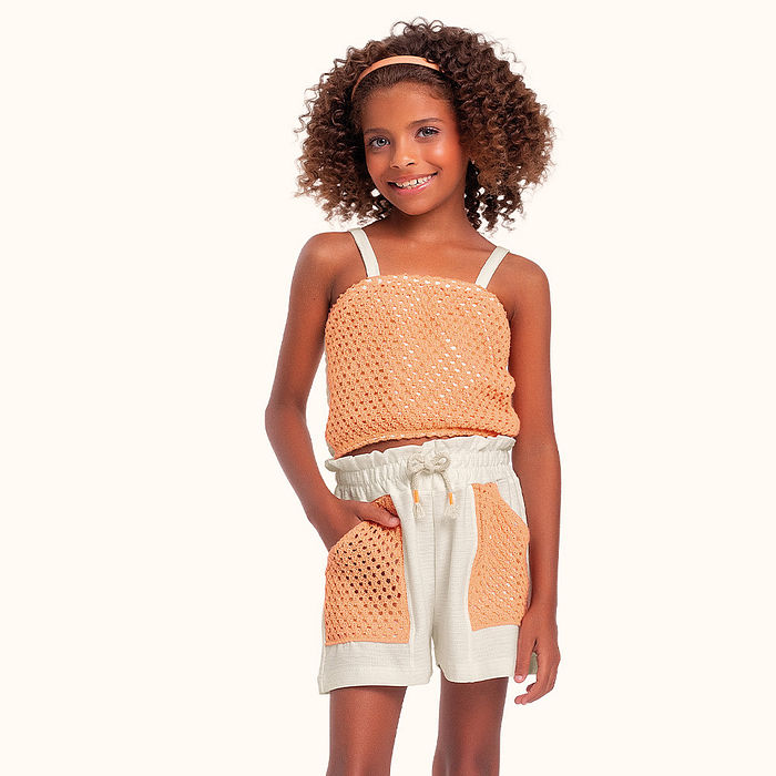 Conjunto top e short em malha florence costas em lastex