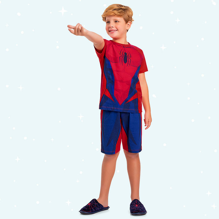 Conjunto pijama camiseta e bermuda Spider-Man