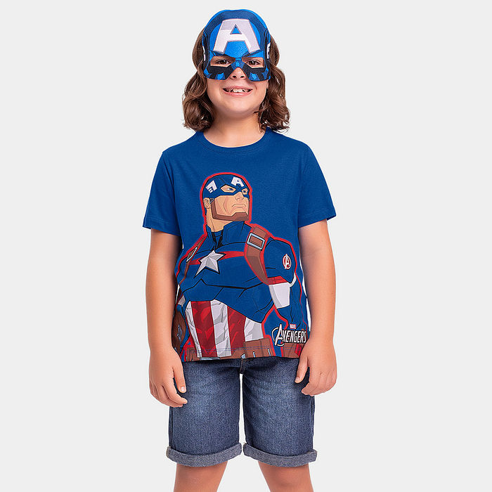 Camiseta infantil camiseta/máscara Marvel Avengers