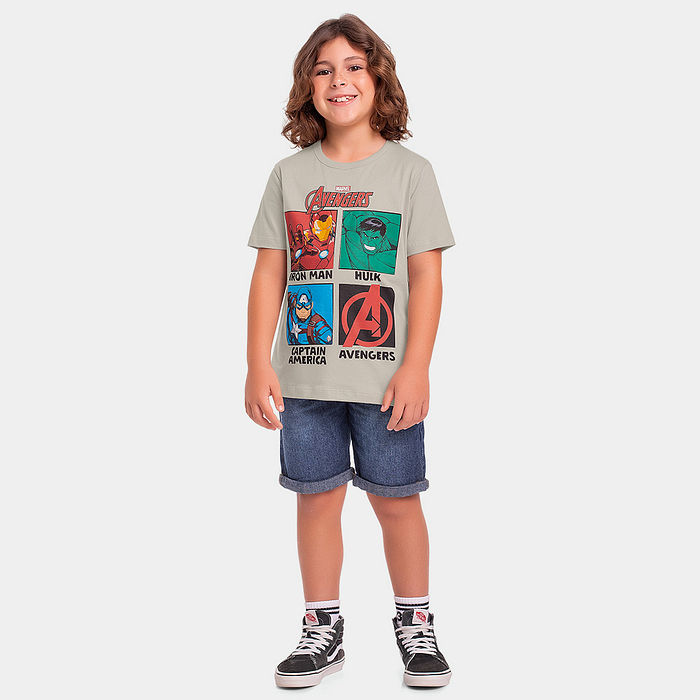 Camiseta manga curta infantil Avengers