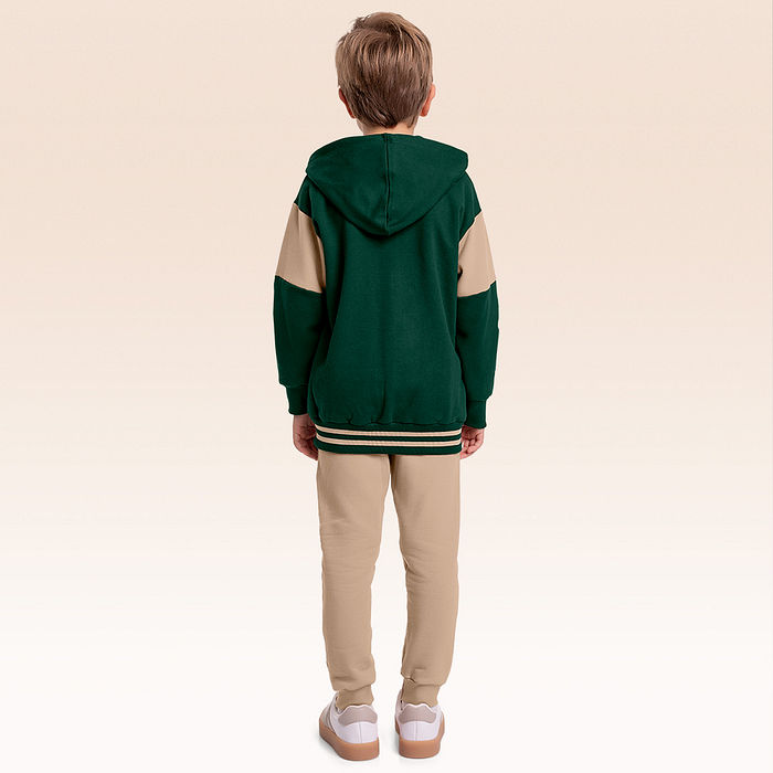 Conjunto jaqueta com capuz e calça