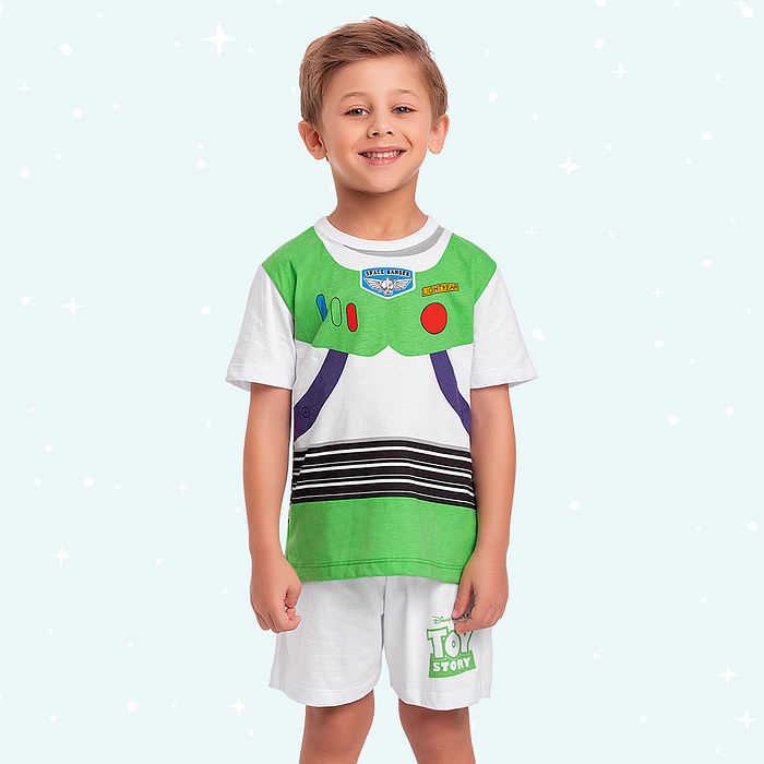 Conjunto pijama infantil camiseta e bermuda Toy Story