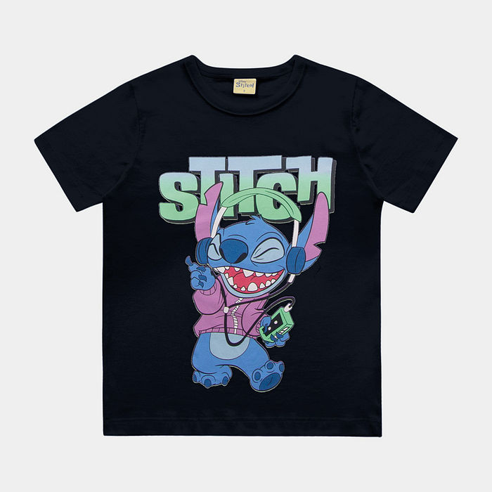 Camiseta manga curta infantil estampa Stitch