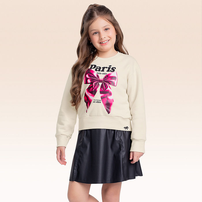 Blusão em moletom Paris laço