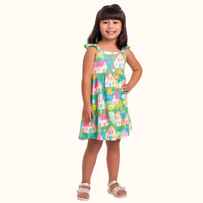 Vestido em meia malha casas