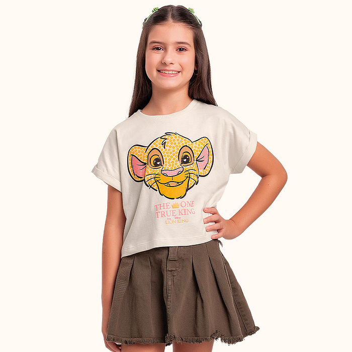 Blusa em meia malha rei leão com glitter