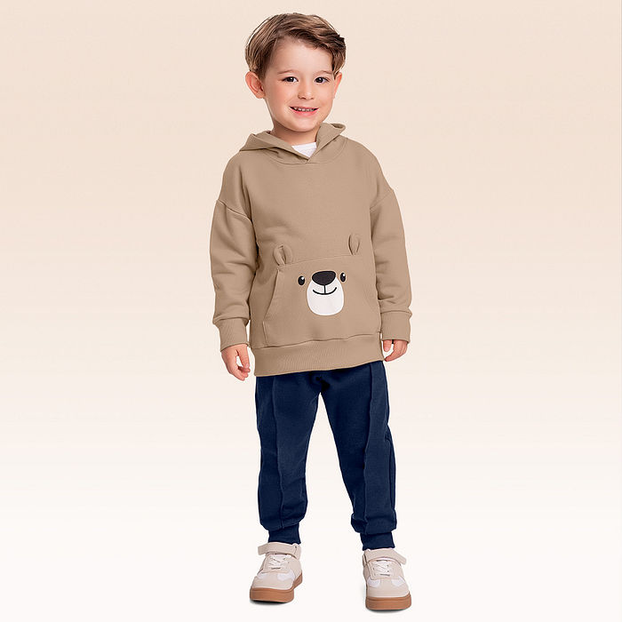 Conjunto blusão com capuz e calça