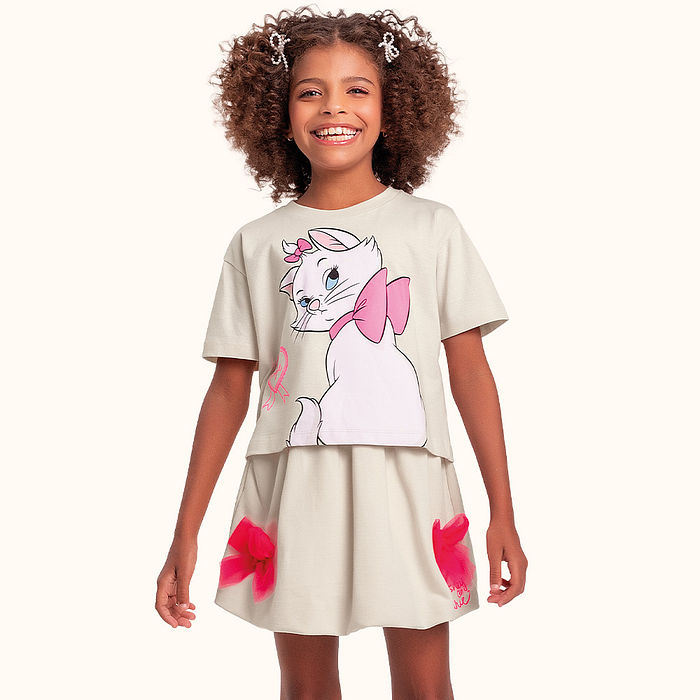 Conjunto blusa e short saia em meia malha marie