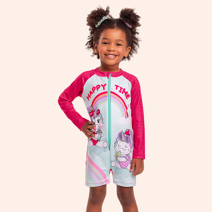 Macacão em cotton UV estampa unicórnios