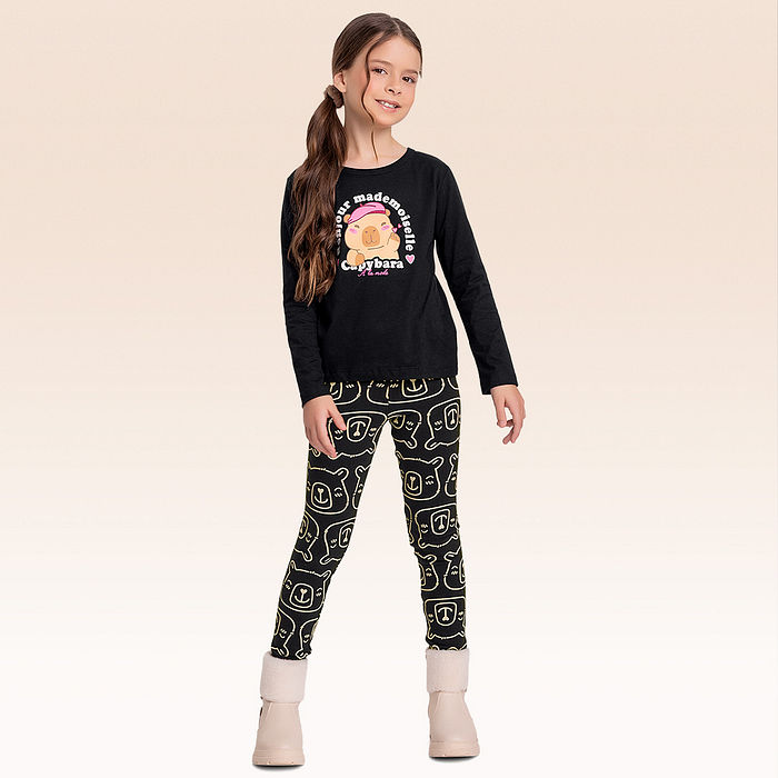 Conjunto blusa manga longa e legging