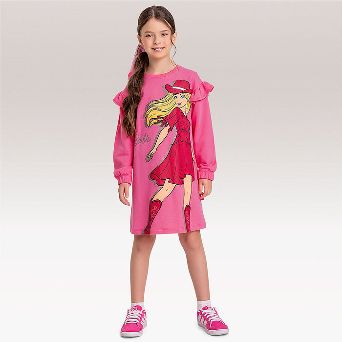 Vestido manga longa Barbie
