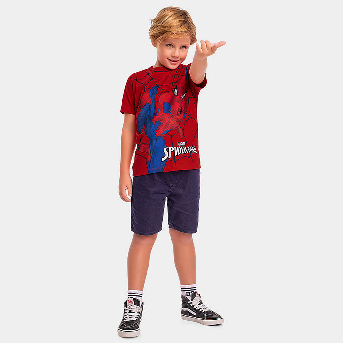 Camiseta manga curta infantil Spider-Man