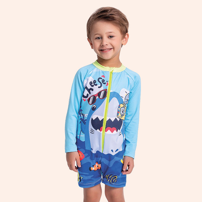 Macacão em cotton poliéster com zíper e estampa sublimada