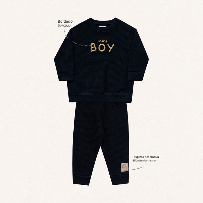 Conjunto blusão e calça em moletom lótus boy