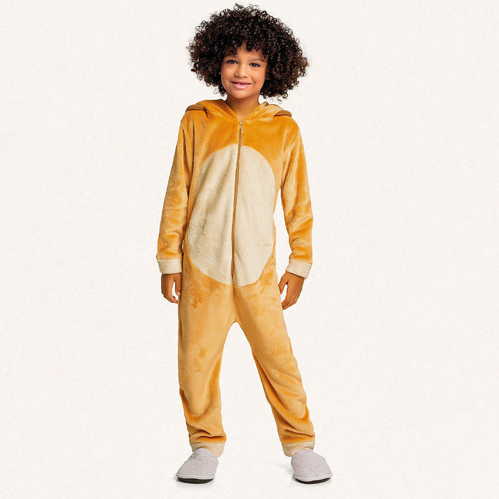 Kigurumi leão em tecido fleece