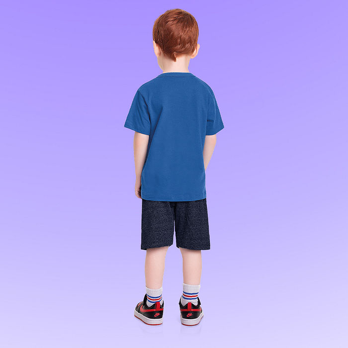 Conjunto camiseta em meia malha e bermuda em moletinho molinê Homem-aranha