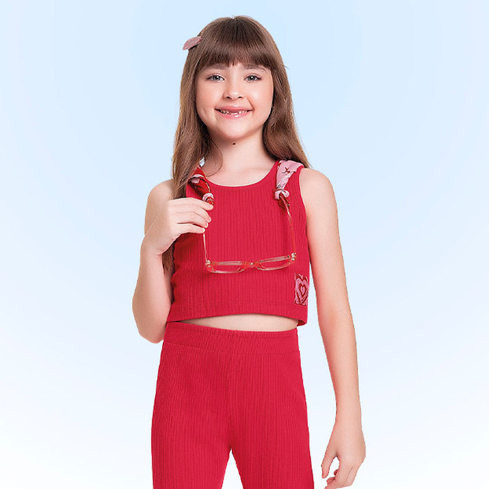 Conjunto regata cropped e calça flare em ribana 5x3