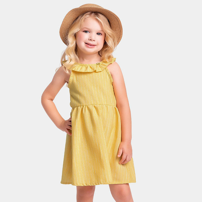 Vestido com listras em tecido ecotex flamê