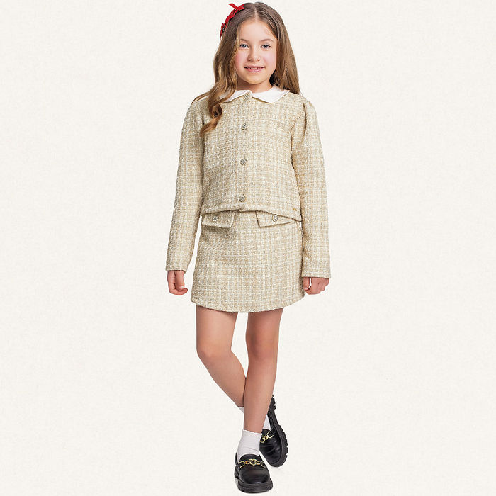 Casaco aberto com botões em Tweed