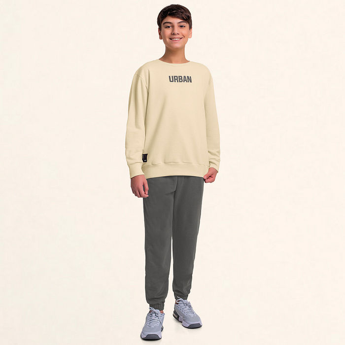 Conjunto blusão em moletom lótus e calça em moletom urban