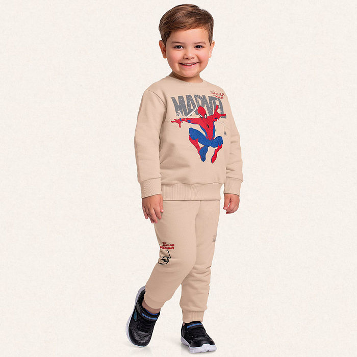 Conjunto blusão e calça em moletom Homem-aranha