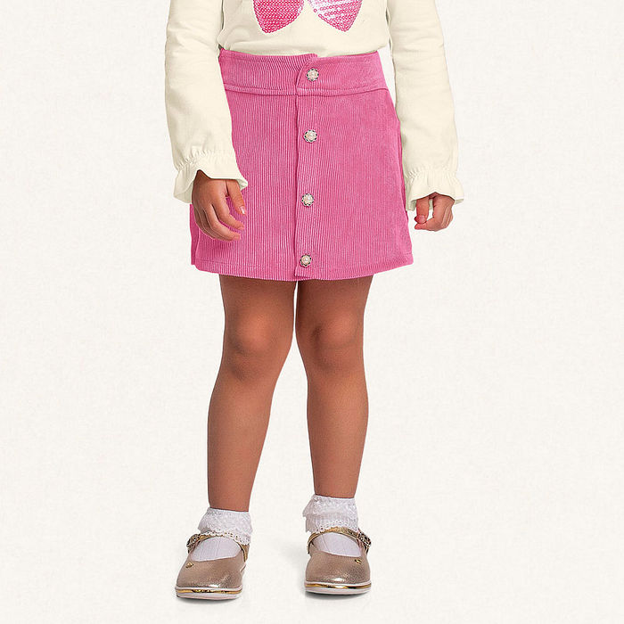 Conjunto blusa manga longa em cotton e short-saia em veludo cotelê cereja