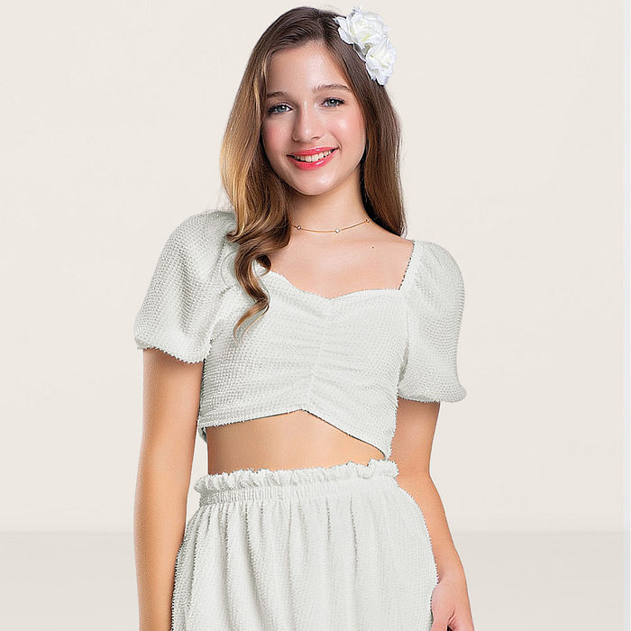 Conjunto liso blusa e short com brilho e com forro