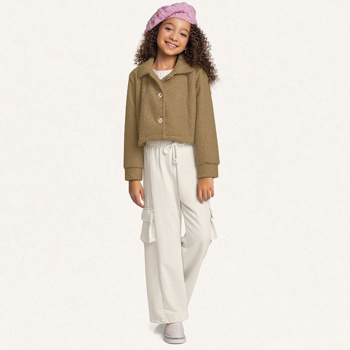 Casaco aberto em Pêlo cotelê