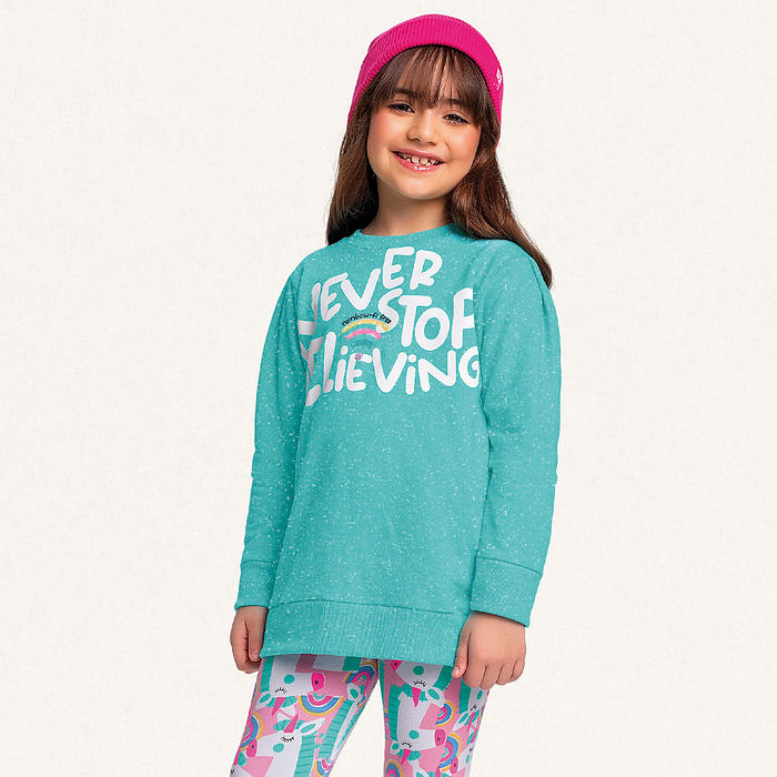 Conjunto blusão em moletom molinê e legging em molecotton belive