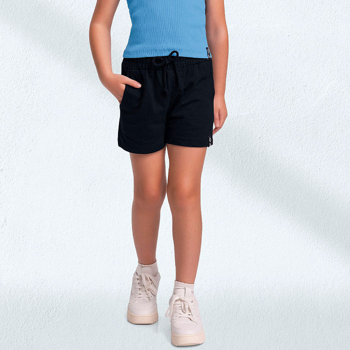 Short em moletinho com cadarço decorativo e bolso
