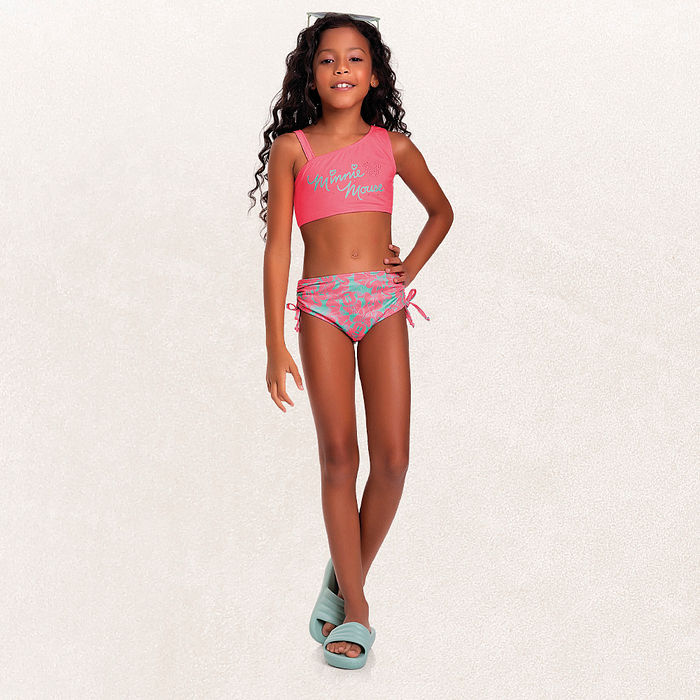 Conjunto biquíni top e calcinha Minnie Mouse