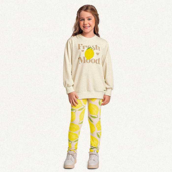 Conjunto blusão em moletinho linho e legging em molecotton linho fresh mood