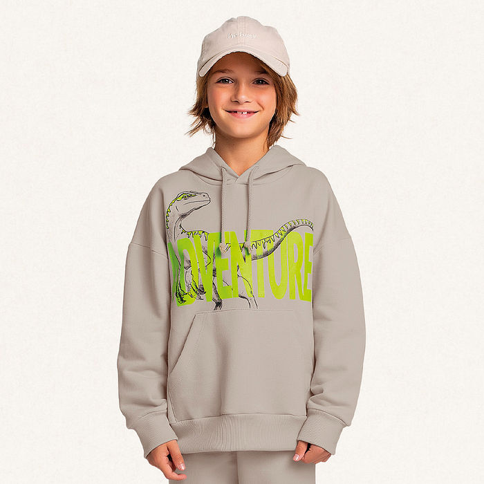 Conjunto blusão com capuz e calça em moletom adventure