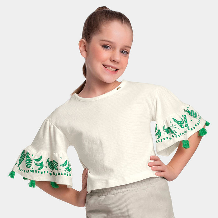 Blusa com aplique de tassel