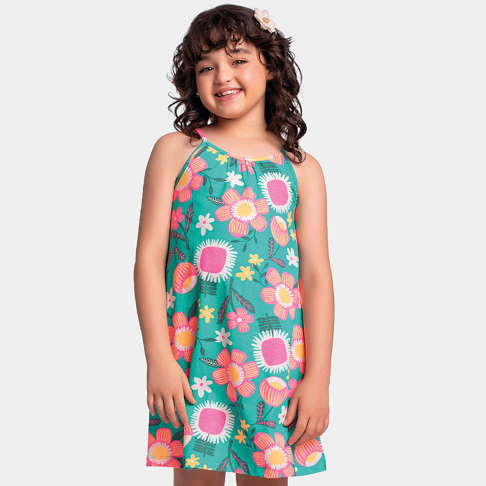 Vestido de alça com flores