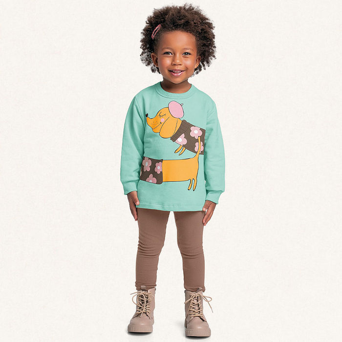 Conjunto blusão em moletom e legging em molecotton dog