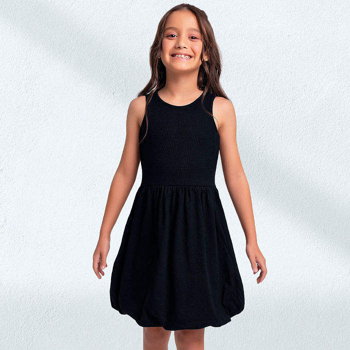 Vestido balonê em ribana 2x1