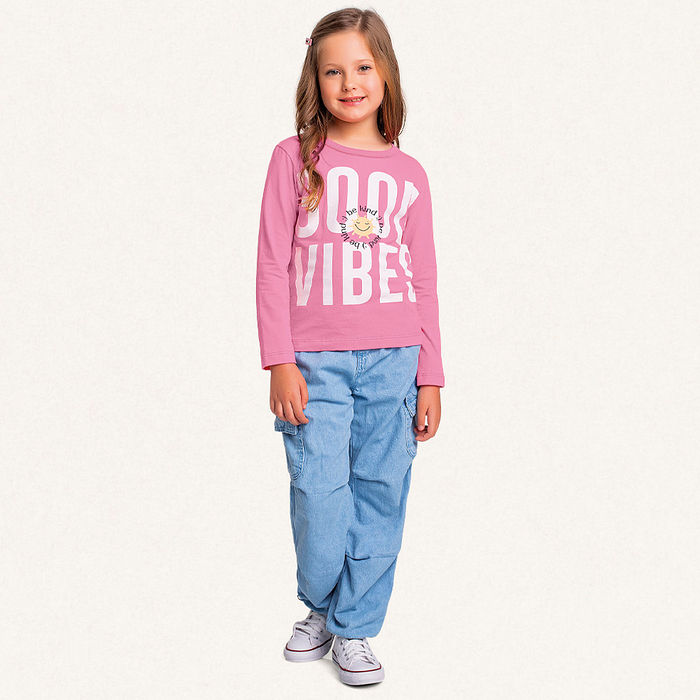 Blusa manga longa em meia malha good vibes