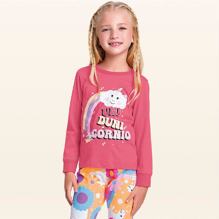 Conjunto pijama blusa manga longa e calça uni