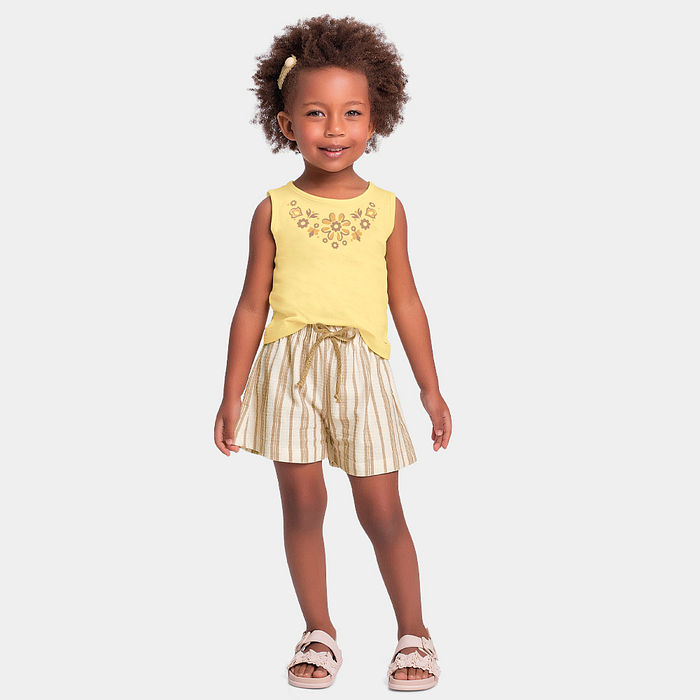 Conjunto regata e short com cadarço decorativo