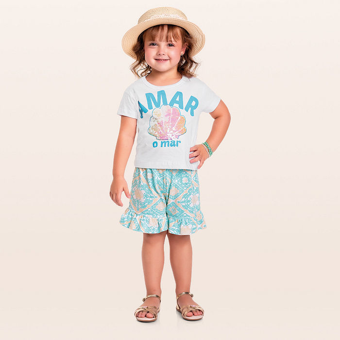 Conjunto blusa e short amar o mar