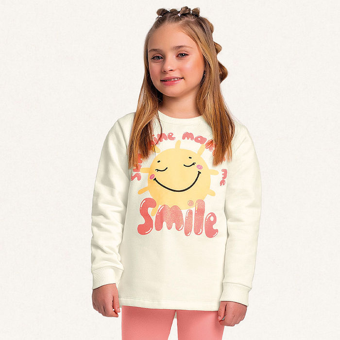 Conjunto blusão em moletom e legging em molecotton smile