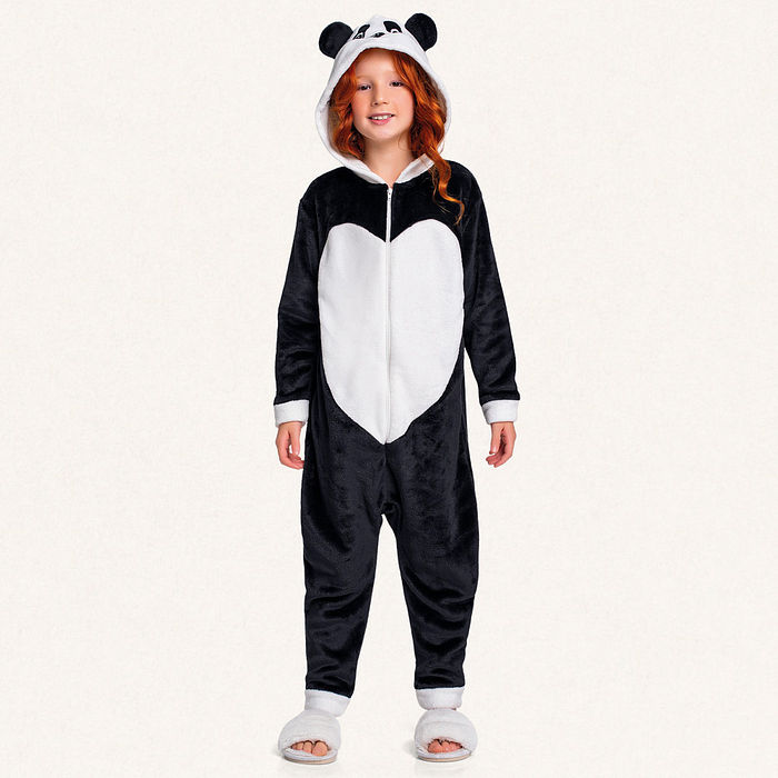 Kigurumi panda em tecido fleece