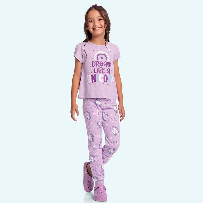 Conjunto pijama unicórnio blusa e calça