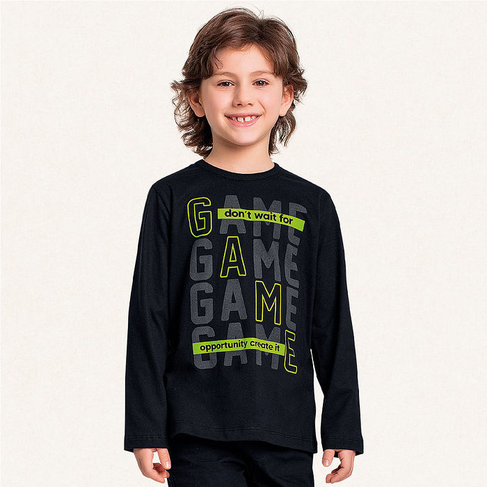 Camiseta manga longa em meia malha game